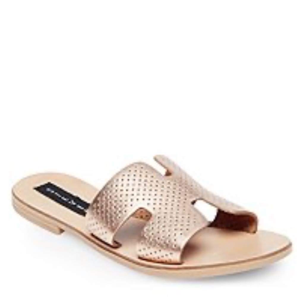 Steven By Steve Madden Rose Gold Metallic Grady Leather Slide Sandals 8